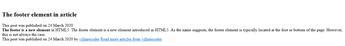 The footer element at bottom of page and in article