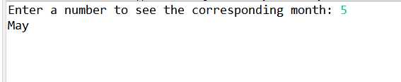 Program to demonstrate use of switch statement to print out months of the year