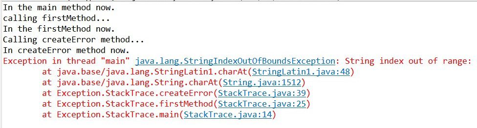 StackTrace of Exception in Java