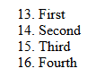 HTML - </p>
<ol> tag start at 13 number