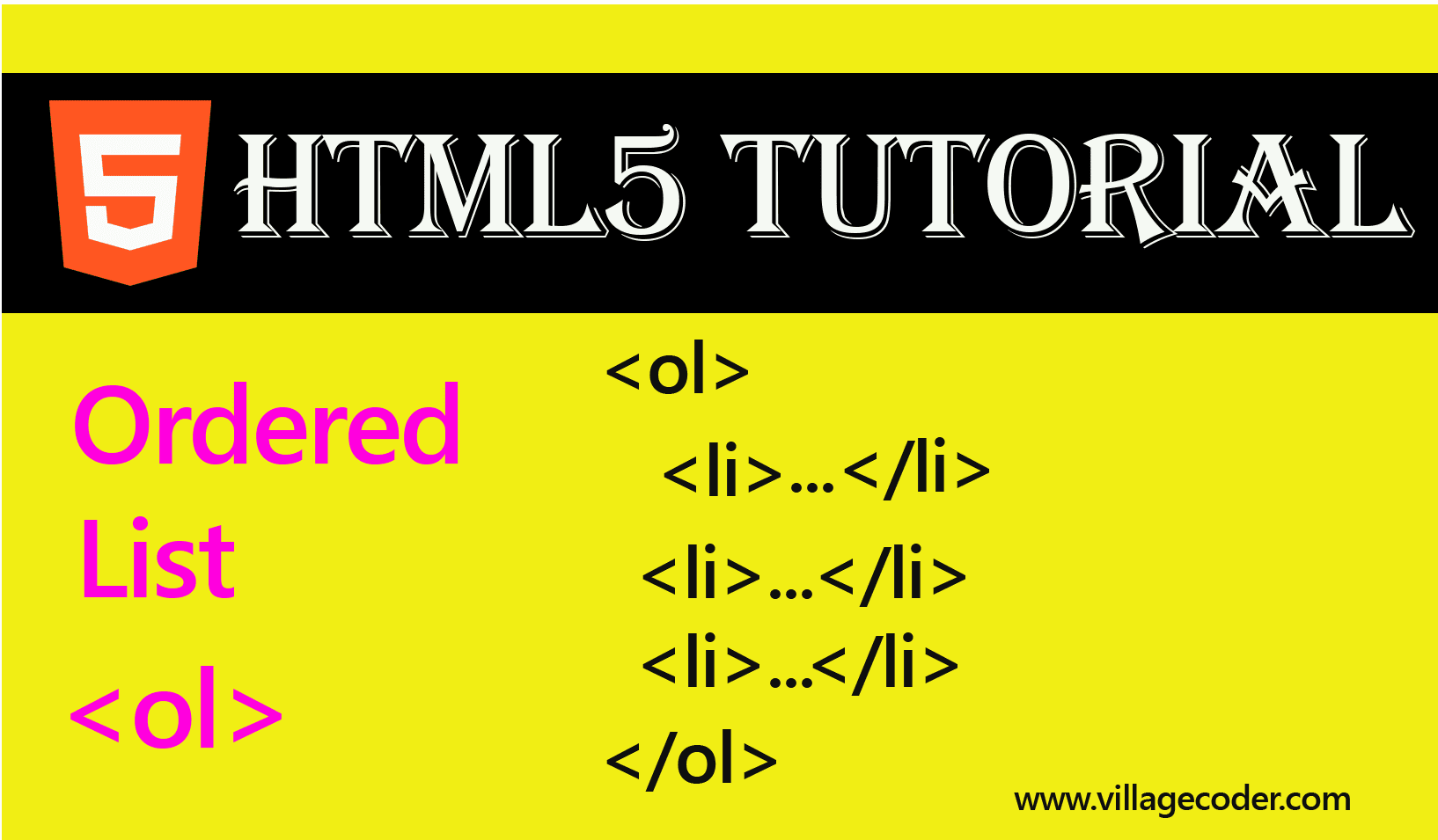 HTML5 - ordered list tag