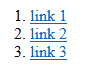 list of links syntax - ordered list <ol> tag