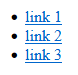 list of links syntax - unordered list, <ul>